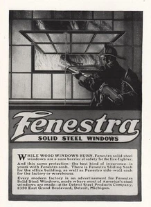 1917 Fenestra massive Stahlfenster: Holzfenster brennen Vintage Druckanzeige - Bild 1 von 1
