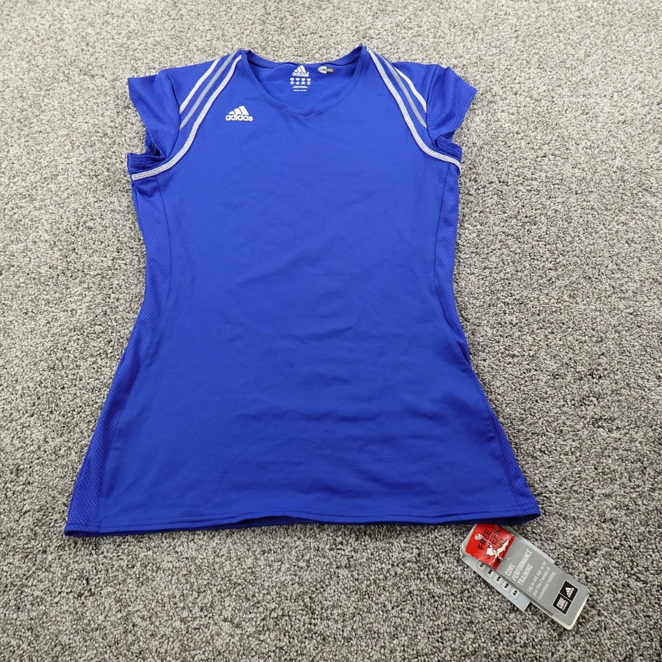 Новый Adidas рубашка женщин L синий ClimaCool производительности Athletic тренировки поезд Y2K - Изображение 1 из 4