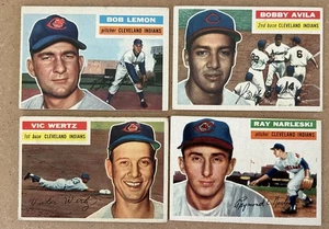1956 Topps lotto di 4 CLEVELAND INDIANS LEMON-AVILA-WERTZ-NARLESKI-NO PIEGHE - Foto 1 di 16