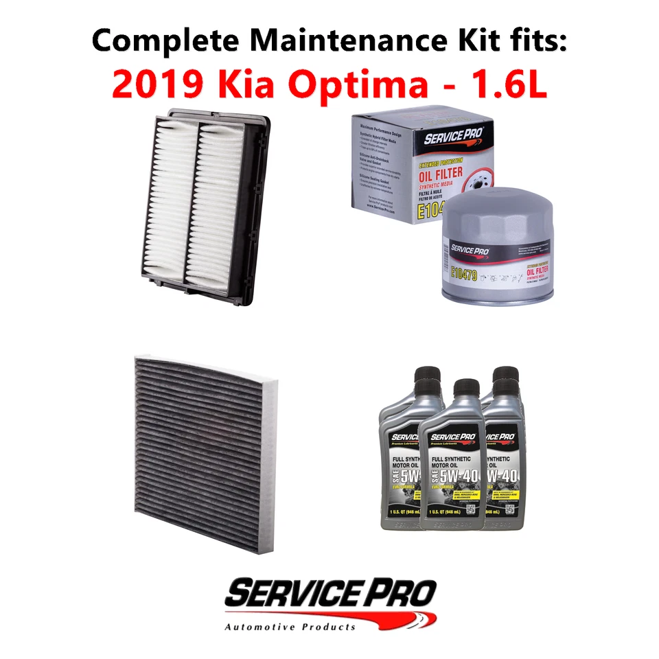 2019 Kia Optima 1.6L Complete Oil, Air & Cabin Filter Kit (5W-40) Foto 1 de 4