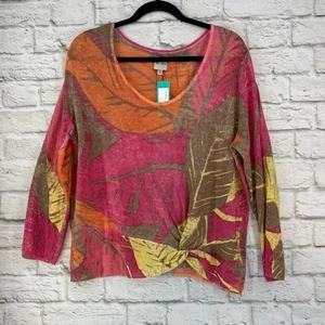 Maglione Nic+Zoe Rayon Full Bloom Lino Floreale Nuovo XL - Foto 1 di 10