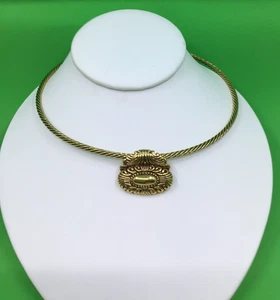 Vintage Premier Designs goldfarben geätzt Anhänger Halsband Halsband Manschette Halskette - Bild 1 von 3
