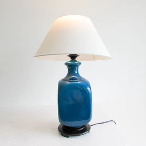 Mid Century Modern Turquoise Blue Ceramic Table Lamp Pol Chambost 1960s Original - Picture 1 of 12