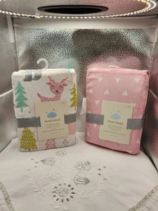 2 sábanas ajustables para cuna Cloud Island 100 % algodón estampadas. Unisex Nuevo con etiquetas - Imagen 1 de 5