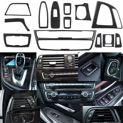 NEW 13PCS Real Carbon Fiber Interior Trim Decor Cover For BMW 3 4 Series F30 F34 — 第 1/4 张图片