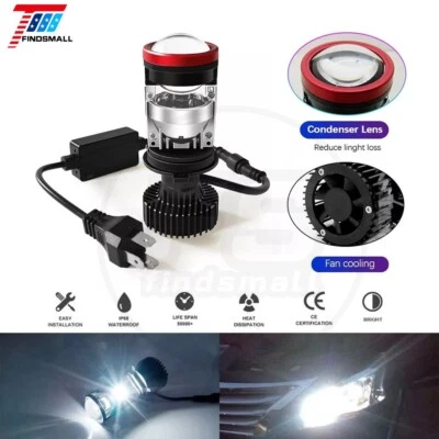 2 PIEZAS Y7 H4 Super Brillante LED Faro Coche H4 Mini Proyector Lente Bombilla Nuevo Foto 1 de 4