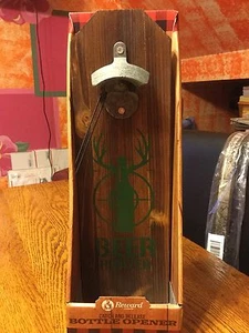 Bottle Opener with Cap Catcher,Wall Mount. Wood/Stainless Steel. NEW in BOX. - Picture 1 of 2