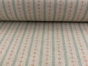 Fabric Grimaldi Regency Stripe Cotton  Rust /Blue Green/Beige Curtain Blind - Picture 1 of 5