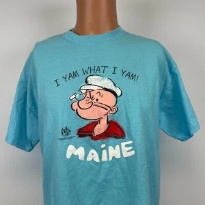 Popeye Sailor The Man I Yam What I Yam Maine T Shirt 2009 Blue Size L  - Picture 1 of 5