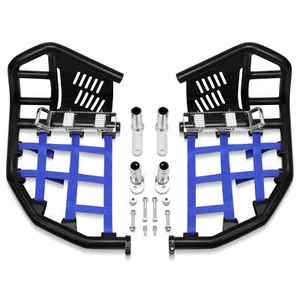For 09-17 YFZ 450R 450X YFZ450R Nerf Bars Pro Peg Black Bar With Blue Nets - Picture 1 of 6