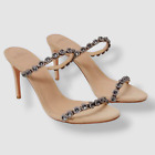 $695 Alexandre Birman Women's Beige Zircone Diamonds Sandals Shoes Size US 9.5