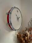 Gretsch Drum Clock / Wall Feature 14” Drum Clock / White & Red / Upcycled