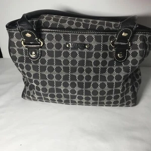 Kate Spade Signature tote bag, Leather Handle Handbag Black Canvas Medium Size - Picture 1 of 11