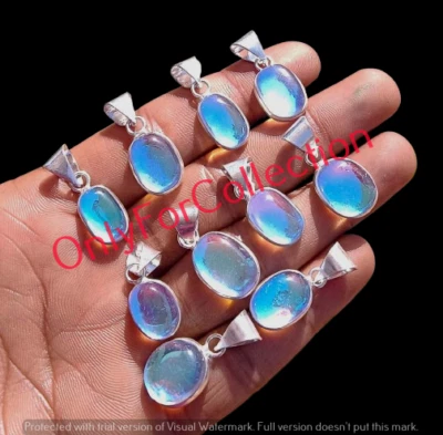 10pc Mystic Topaz Gemstone 925 Sterling Silver Plated Handmade Bezel Pendant Lot - Image 1 of 4