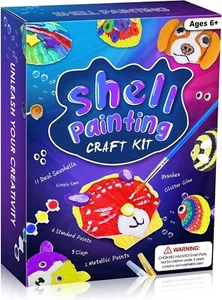 Kids Sea Shell Painting Kit, Arts & Crafts Gifts for Girls and Boys Ages 4-12 - Picture 1 of 7