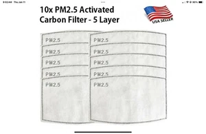 PM2.5 Activated Carbon Filter 5 Layer Replaceable For Face Mask US Seller 10X - Picture 1 of 11