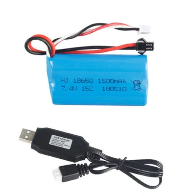 1500mAh 7.4V 15C lipo Battery SM Plug With USB Charger for RC Car Boat Airplane - Image 1 of 4
