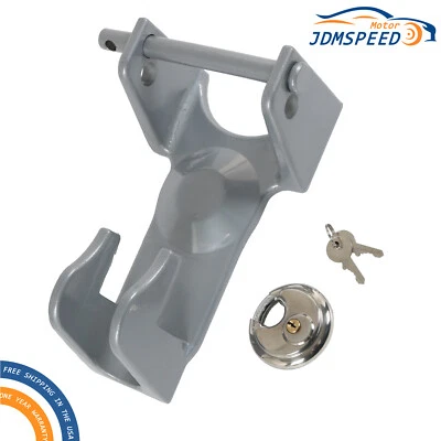 Cerradura de enganche de cuello de ganso con candado de llave plateado apta para casas rodantes remolque de ganado Foto 1 de 4