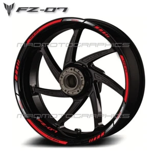 FZ-07 motorcycle wheel decals rim stickers set stripes for Yamaha FZ07 red - Picture 1 of 2