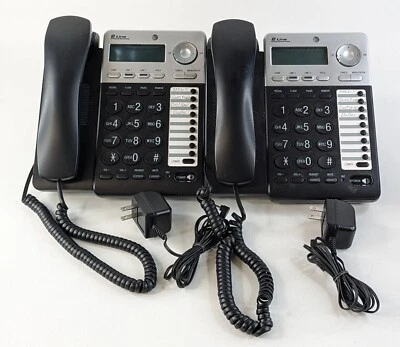 (2) AT&T 2 Line Corded Phone Caller ID Silver Black ML17929 Tested - Image 1 of 4
