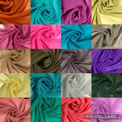 Plain Poly Moss Crepe Sheer Chiffon Fabric Dress Dupatta Deco Arch Material 44" - Image 1 of 4