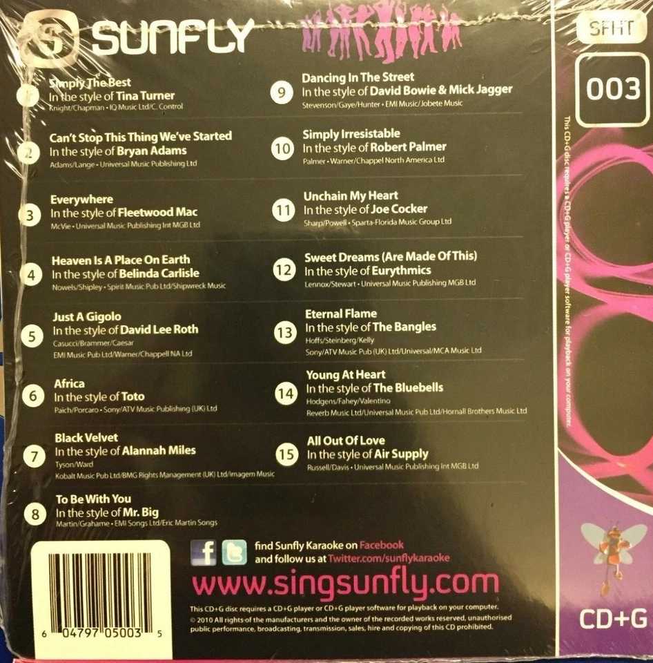 Sunfly Karaoke Hot Trax Vol 3 CDG Disc- Karaoke Classics 1 (SFHT-003)  - Image 1 of 1