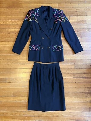 Traje Falda Vintage Rafael Mujer’s 6 Negro Años 90 Foto 1 de 4