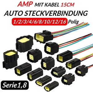 AMP Econoseal KFZ Stecker Set 1/2/3/4/6/8/10/12/16-polig Steckverbinder Motorrad - Picture 1 of 30