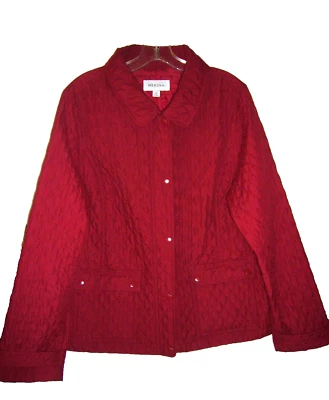 Chaqueta Merona Para Mujer XXL Roja Acolchada Cremallera Completa Botón A Presión Mangas Largas Bolsillos Foto 1 de 3