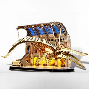 3D Wooden Puzzle Mechanical Natural Blue Whale Museum with Light Model Kit - Picture 1 of 10
