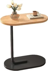 C Shaped End Table Snack Side Table Slide Under Couch Sofa Small End Table Oval - Picture 1 of 13