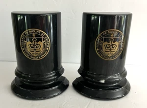 COLLEGE OF MOUNT ST. JOSEPH - Heavy Solid Marble Column Bookends - 5 lbs. each - Picture 1 of 6