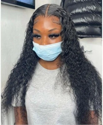 Long Black 13x1 Lace Front Remy Human Hair Wig Baby Hair Glueless Unprocessed US - Image 1 of 4