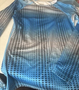Nike Pro Top Womens Size S Blue Gray Black Dot Long Sleeve Dri-Fit Thumb Hole - Picture 1 of 5