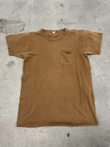 Camiseta De Colección Años 70 Ribete Bolsillo Frontal Marrón Puntada Única Trabajo WIP M - Imagen 1 de 7