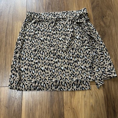 Quiz leopard animal print relaxed stretchy autumn skirt size 10 - Image 1 of 4