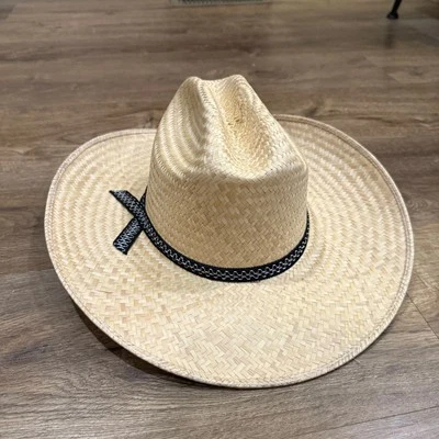 Western Express 草编牛仔帽尺寸 6 7/8 墨西哥制造全新带标签 — 第 1/4 张图片