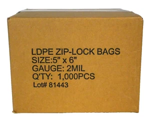 1000 Clear Zip Seal Plastic Bags  Zip Top Lock Reclosable Baggies – 2 Mil (5x6) - Picture 1 of 11