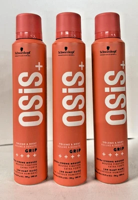 3 PACOTES--- Mousse Schwarzkopf Osis+ Grip Extra Strong, 6,76 oz / 200 ml - Imagem 1 de 2
