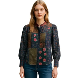 Top patchwork Sundance Harriet taglia XS cottage core blusa romantica boho con volant - Foto 1 di 12