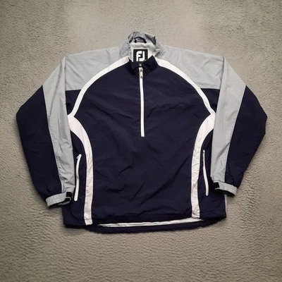 FootJoy FJ Pullover Jacket Mens Large Navy Gray Blue Golf Windbreaker 1/4 Zip - Image 1 of 4