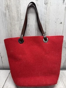 Bolso de Mano Banana Republic Rojo Sólido Mezcla de Lana Talla Única Asas de Cuero - Imagen 1 de 13