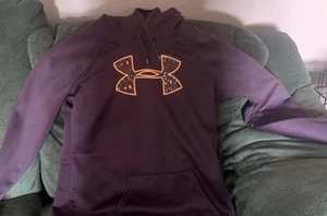 Under Armour UA Hoodie Sweatshirt Purple Youth Girls Small Coldgear Pullover - Picture 1 of 6