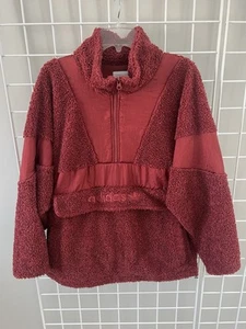 Adidas Sherpa Half Zip warme Jacke Pullover Mystery Rot ROT Damen Gr. M - Bild 1 von 15