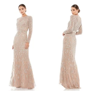 Mac Duggal #5124 Mocha Sequin Full Maxi Dress Size 4 NEW Wedding Party Prom - Picture 1 of 15
