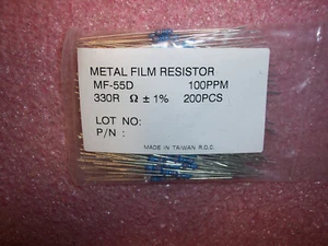QTY (200) 330 Ohm 1/4W 1% PRECISION METAL FILM RESISTORS MF55D330R-1% KOA - Picture 1 of 1