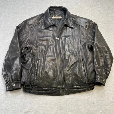 Chaqueta de cuero Columbia vintage para hombre 2XL negra acolchada forrada suave envejecida Foto 1 de 4