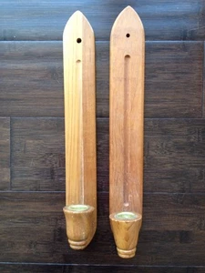 2 Genuine Teak Wood Wall Sconce Candle Holders - Picture 1 of 12