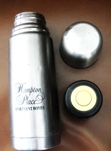 Vintage Stainless Steel thermos Cup & Push release stopper 9" Hampton Place - Picture 1 of 5
