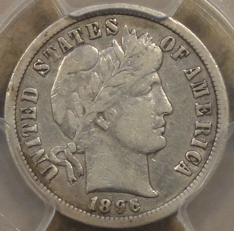1896-O Barber Dime 10c PCGS Certified VF25 Cover